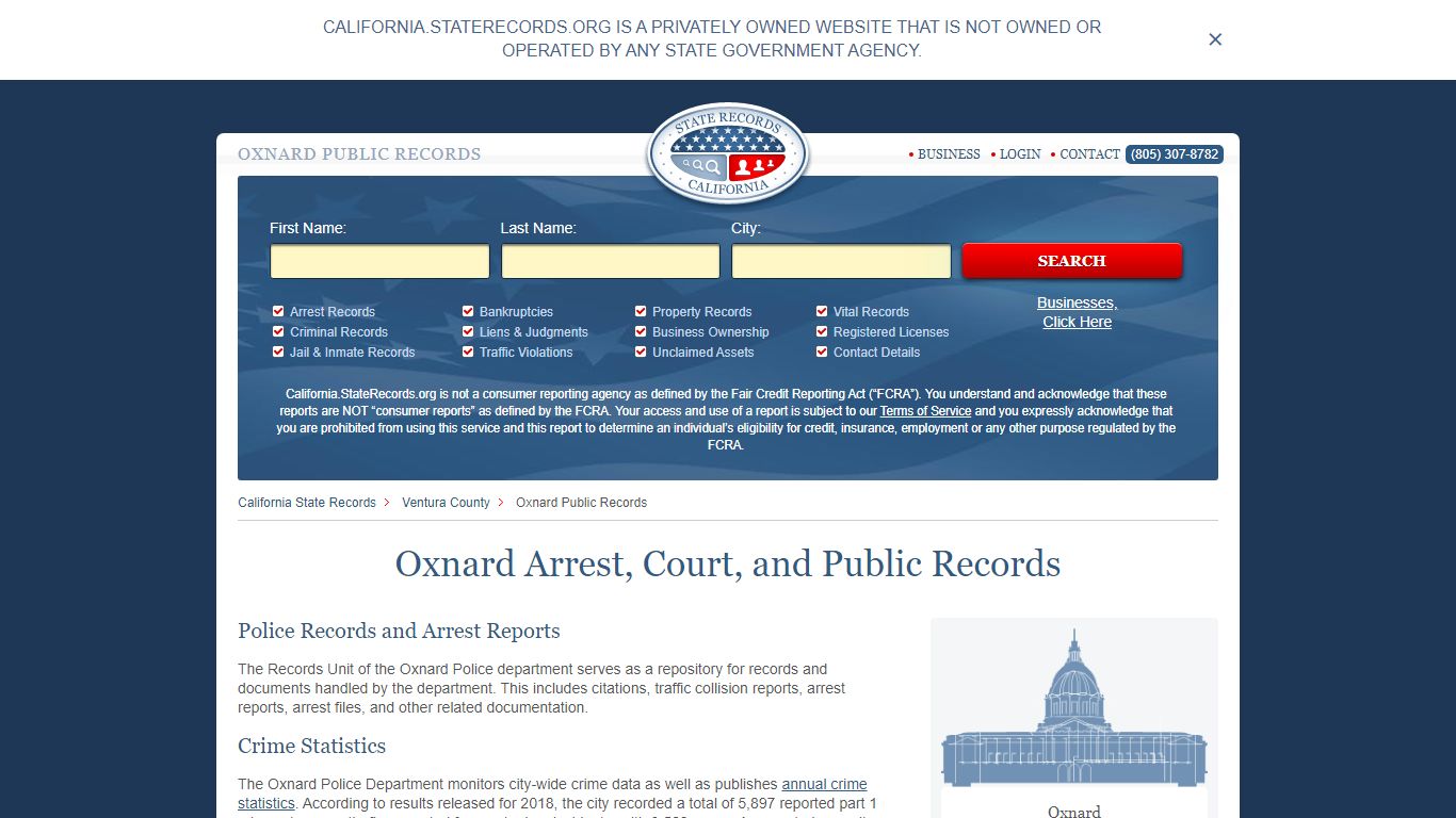 Oxnard Arrest and Public Records | California.StateRecords.org
