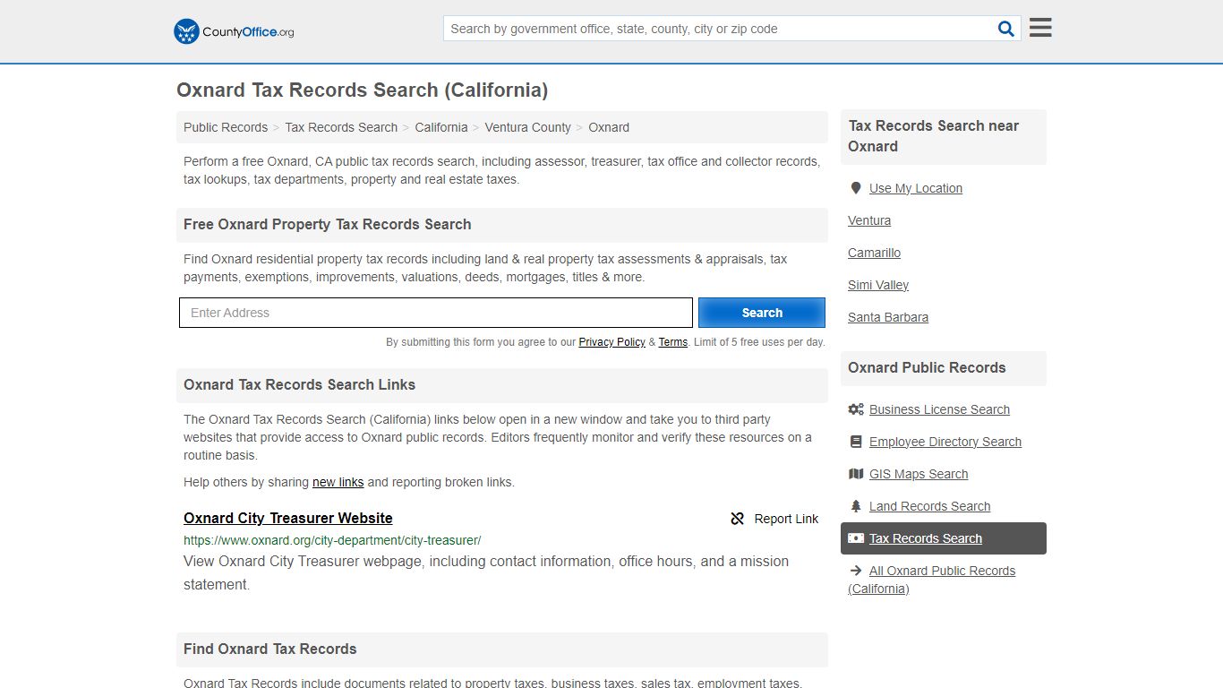 Oxnard Tax Records Search (California) - County Office